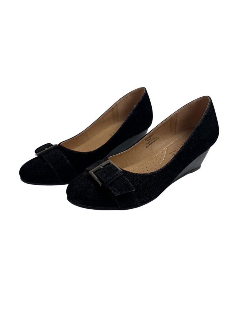 Journee Collection Black Loafer Wedges Women's Size 7 Minimalist Office Career